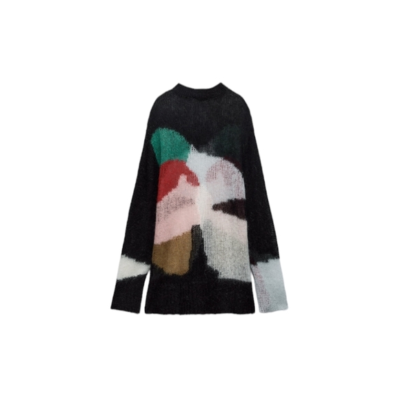 Zara Colorblock open knit alpaca/wool sweater Size small - Picture 3 of 8